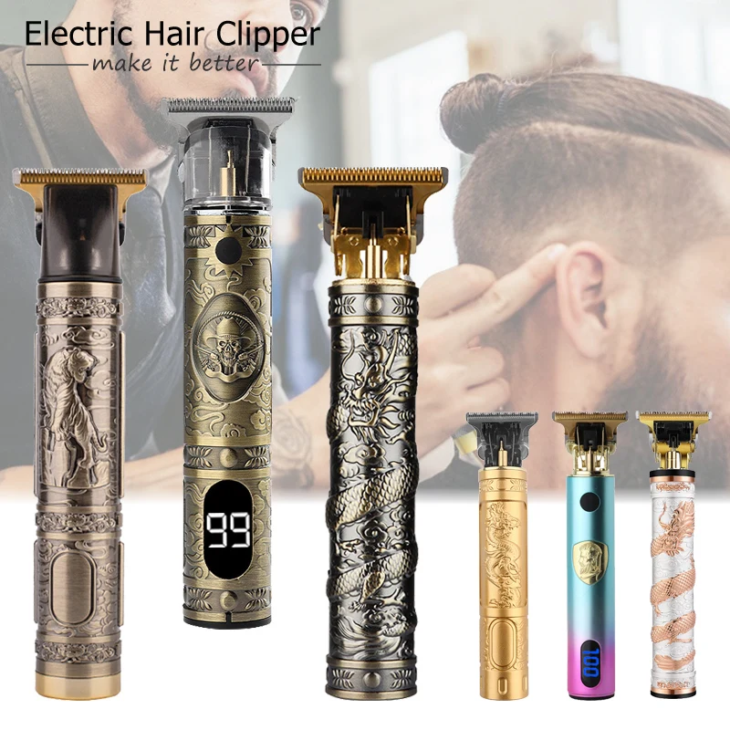 

Vintage t9 Electric Hair Clipper Professional Barber Razor Dragon Hair Cutting Machine Beard Trimmer Shaver Kit for Men 0mm