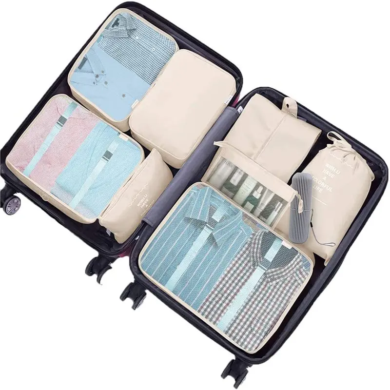 Packing Cubes - 9 PCS Travel Luggage Organizers Set Waterproof Suitcase Organizer Bags Clothes Shoes Cosmetics Toiletries Storag
