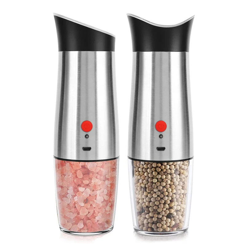 

Electric Salt and Pepper Grinder Mill Rechargeable USB Gravity Pepper Mill Adjustable Grind Coarseness Salt Shaker