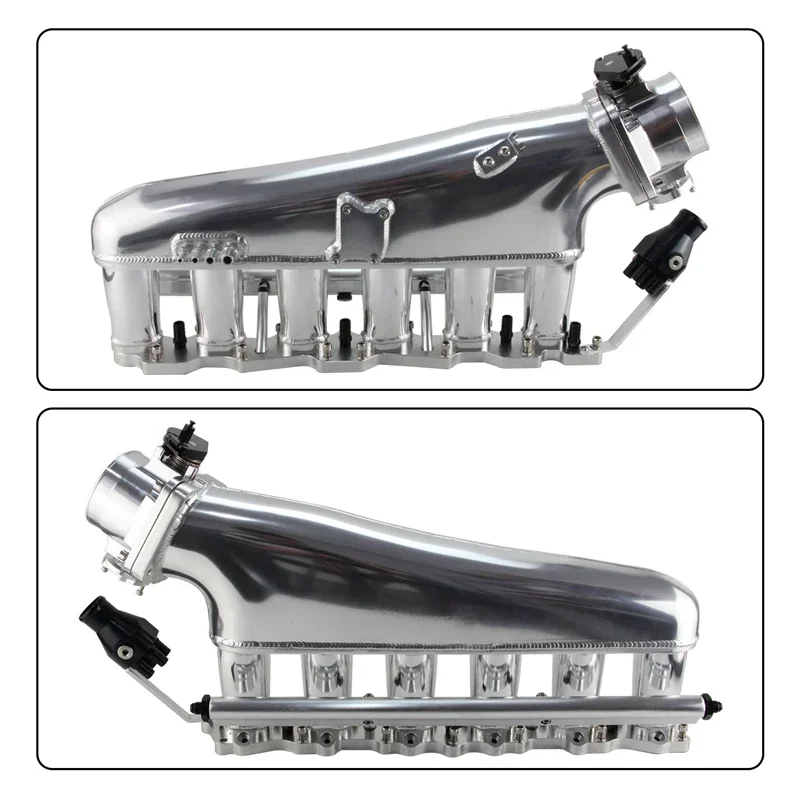 Фото Подходит для Nissan Skyline R32 RB20DET 2,0 л, впускной коллектор двигателя, топливная рейка, корпус дроссельной заслонки 90 мм 1989-1994, черный/серебристый №4