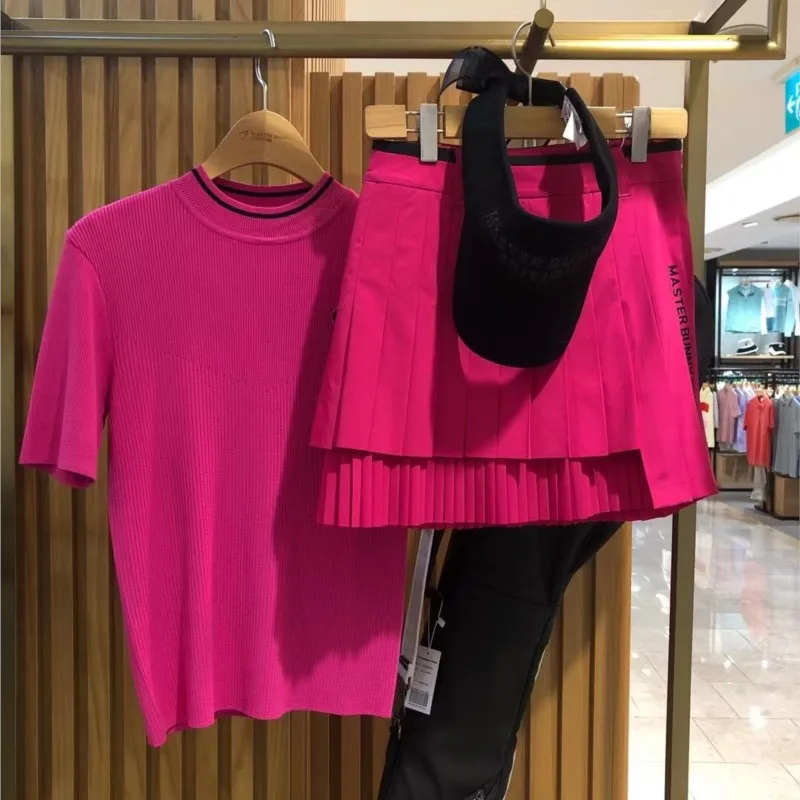  Women's Mock Neck Ribbed Knit Scallop Short Sleeve T Shirt Tops