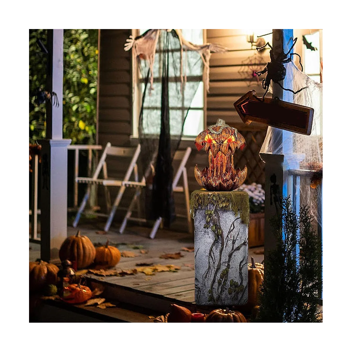 Страшный выдвижной Джек-о-фонарь украшение на Хэллоуин говорящая Тыква со