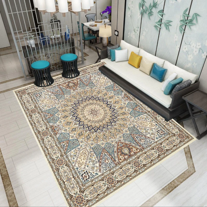 

Persian Retro Living Room Large Area Carpet Bedroom Bedside Carpets Home Study Balcony Rug Kitchen Stain-resistant Non-slip Rugs