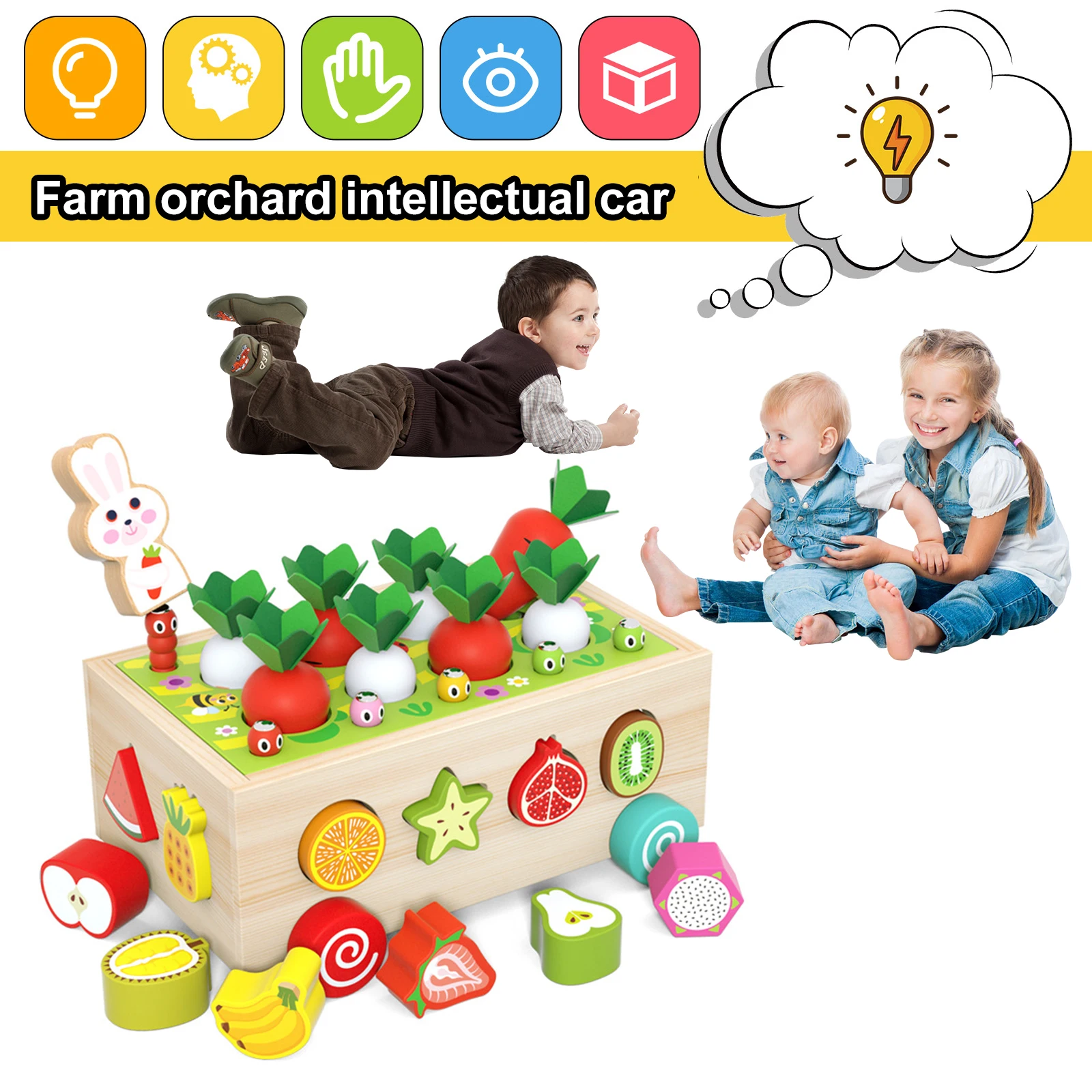 

Montessori Toys - Wood Preschool Learning Fine Motor Skills Harvest Game, Wooden Developmental Educational Toys