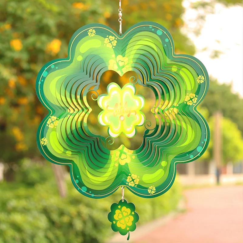 1 шт. Lucky Four Leaf Clover колокольчики 3D вращающиеся садовые подвесные украшения уличный