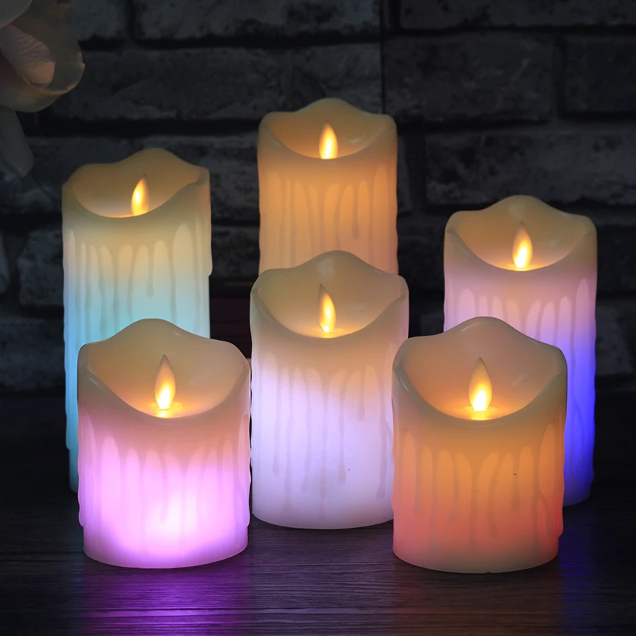 

Remote Control Color Change LED Paraffin Wax Candles Electronic Flameless Breathing Candle Lights Wedding Christmas Decoration