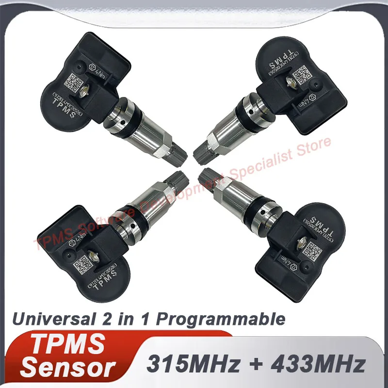 

4 шт. TPMS датчик 315 МГц 433 МГц Универсальный 2-в-1 программируемый ex-датчик для системы контроля давления в шинах Autei