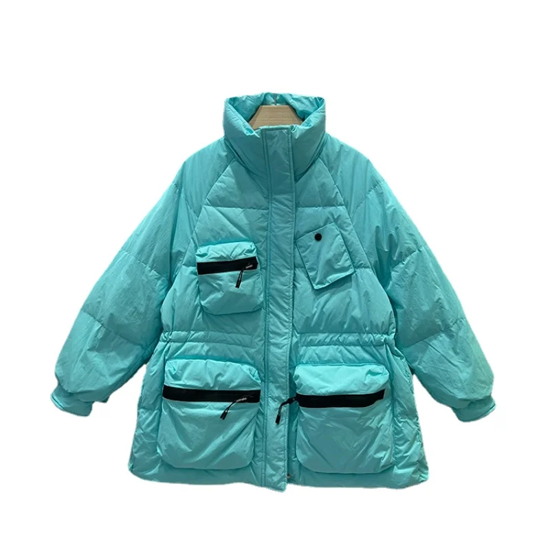 

Fashion Korean Down Jacket Women's 2022 New Stand-up Collar Thickened White Duck Down Winter Coat Long Sleeve Clothes H256