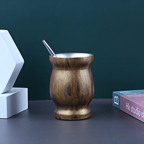 Кружка Yerba Mate 304 с двойными стенками из нержавеющей стали, 8 унций - изображение
