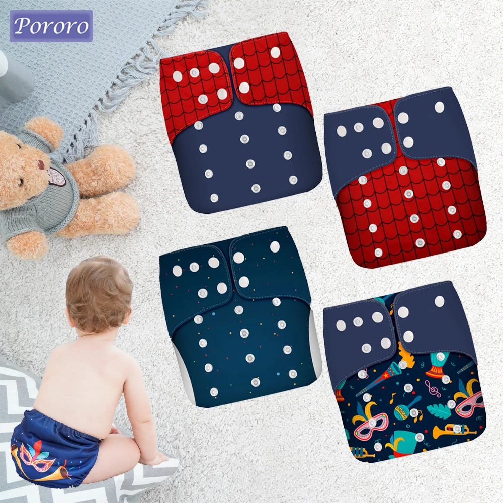 Pororo 2022 4 шт./компл. моющиеся экологически чистые детские тканевые подгузники Экологичные Регулируемые Многоразовые Подгузники подходят для 0-3 лет 3-15 кг