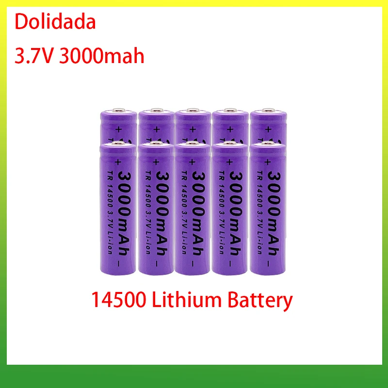 

Original 14500 Lithium Battery 3.7V 3000mAh Rechargeable Large Capacity Battery for Flashlight Electric Toys Game Console