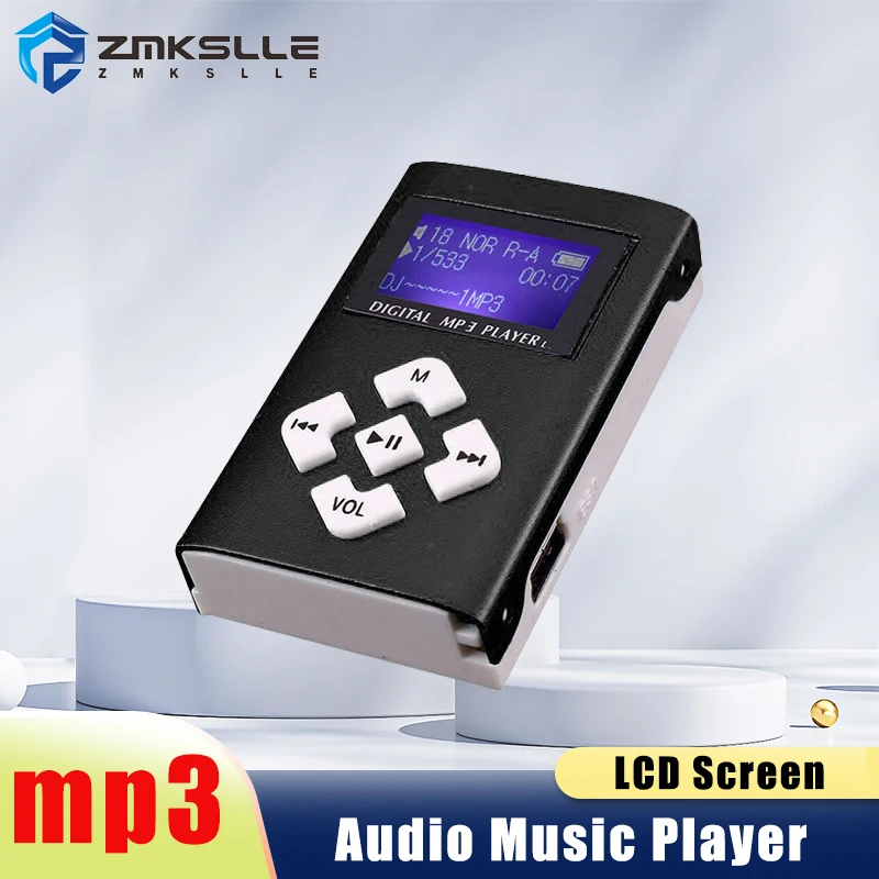 

ZMKSLLE Audio MP3 Music Player Mini USB Clip Portable LCD Screen Support 32Gb Micro SD TF Card Slot Digital Music Player