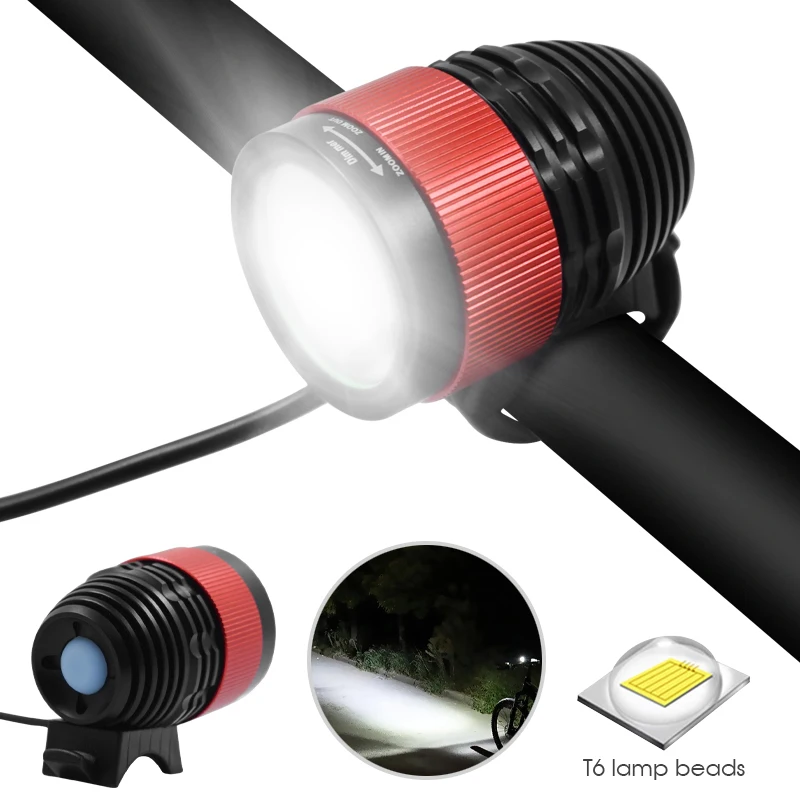

2000 лм, 5200 мА/ч, масштабируемый велосипедный светодиодный фонарь XML T6, велосипедный передний фонарь, фара с перезаряжаемой батареей 18650 + свети...