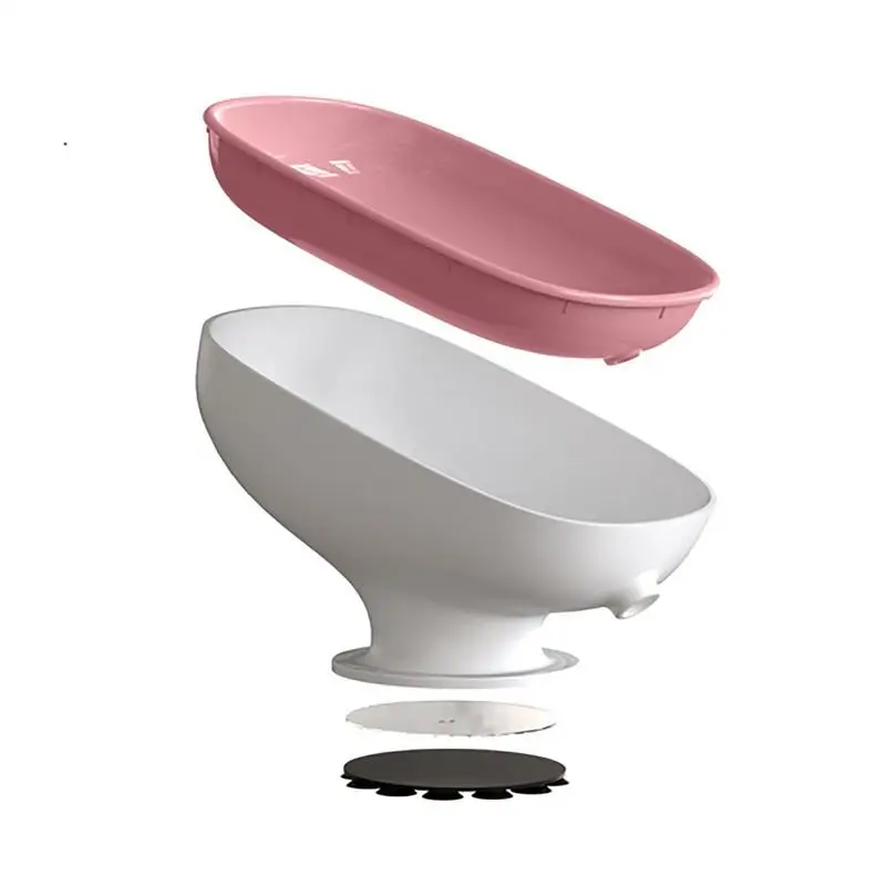 

Self Draining Soap Holder Suction Cup Soap Box 20-degree Tilt Sponge Holder Soap Saver Bathroom Artifact