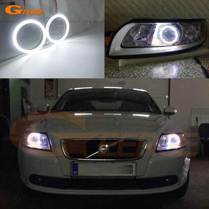 Фото Для Volvo S40 II V50 2004 2005 2006 2007 2008 2009 2010 2011 2012 ультра яркий SMD светодиодный комплект колец ангельские глазки Halo автомобильные аксессуары №1