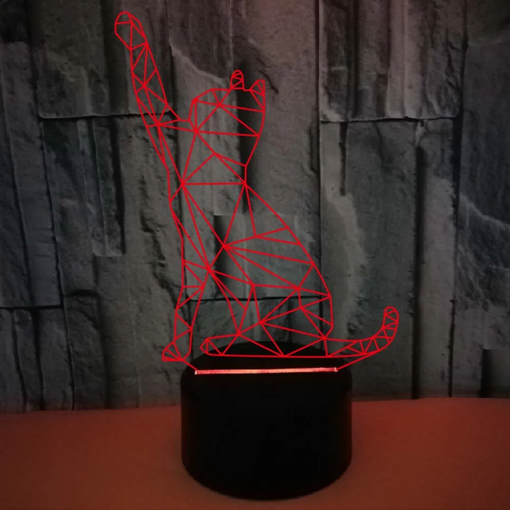3D акриловый светильник для спальни в виде кота | AliExpress
