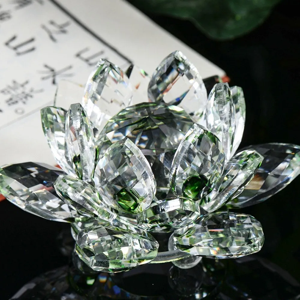 

Crystal Lotus Crystal Glass Figure Paperweight Ornament Feng Shui Decor Collection Ornament Feng Shui Decor 60mm