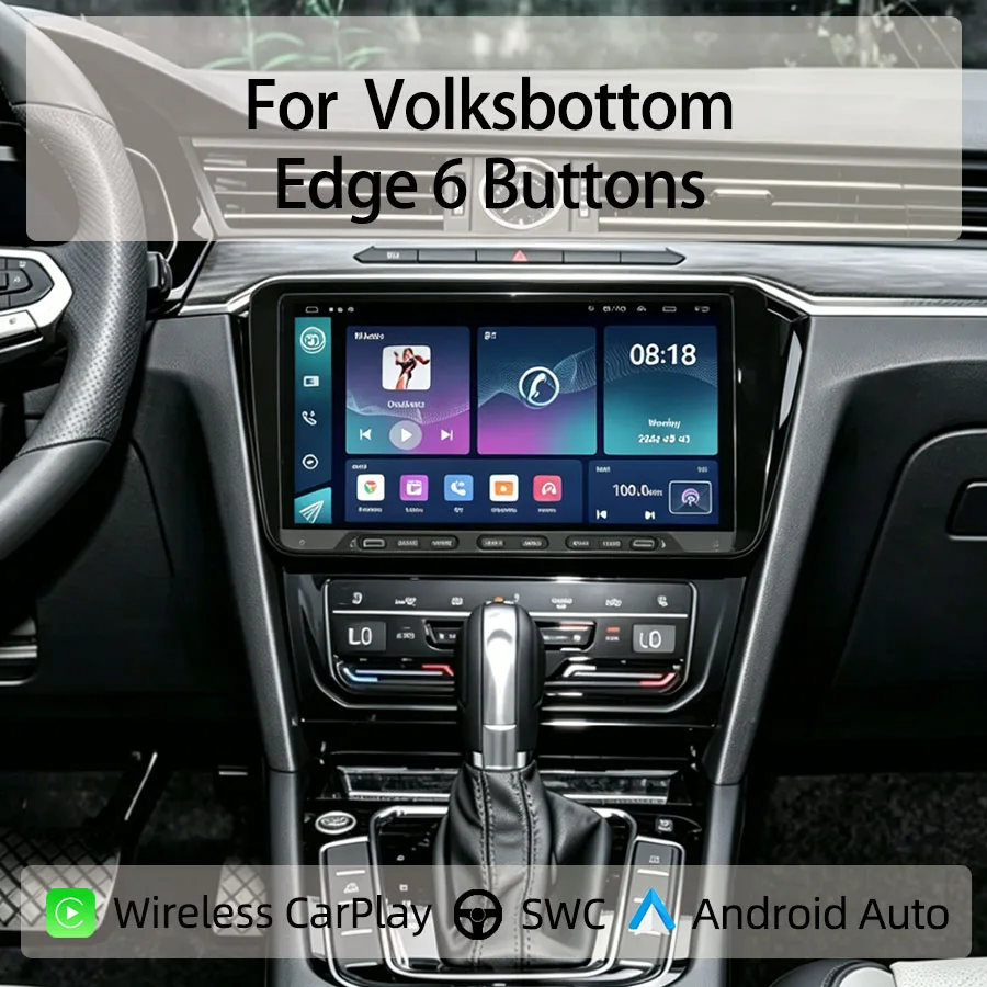 Фото 9-дюймовая автомагнитола Android для Volksbottom Edge, 6 кнопок, CarPlay, Android Auto, GPS-навигация, Bluetooth, управление с руля №1