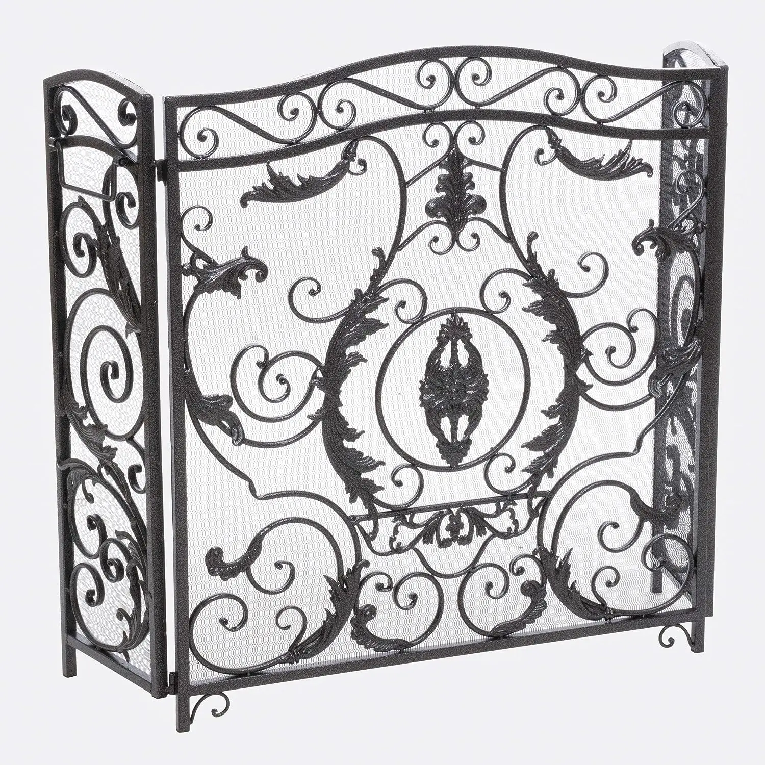 

Fireplace Screen, Silver Flower On Black