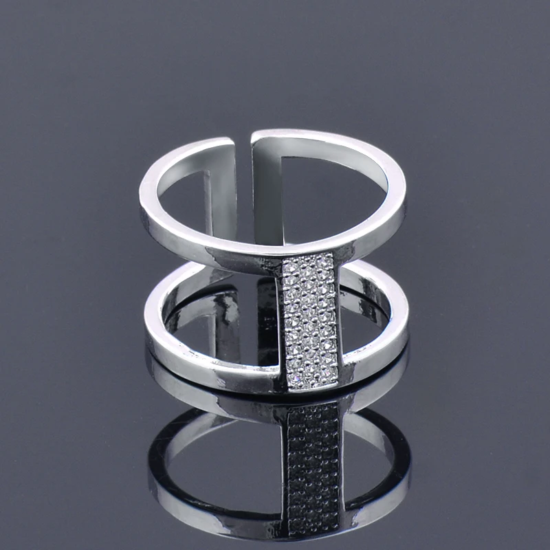 

KIOOZOL Layered Irregular Flower with crystal butterflys Rings Adjustable Size For Women's jewelry 2022 Hot Accessories 108 KO1