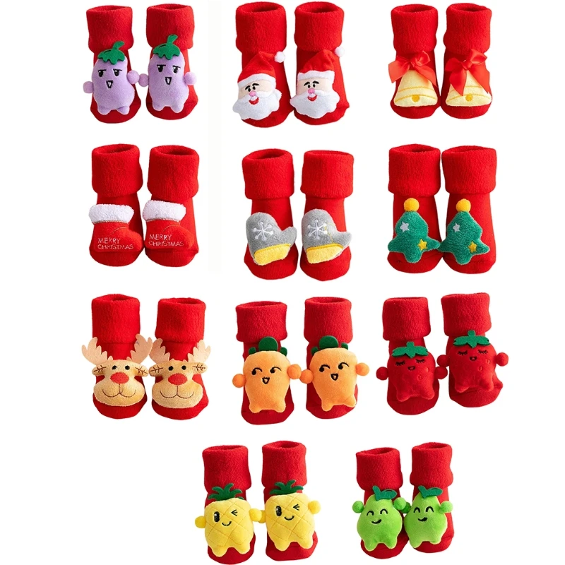 

Toddler Baby Christmas Slipper Socks 3D Cartoon Pattern Foot Warmer