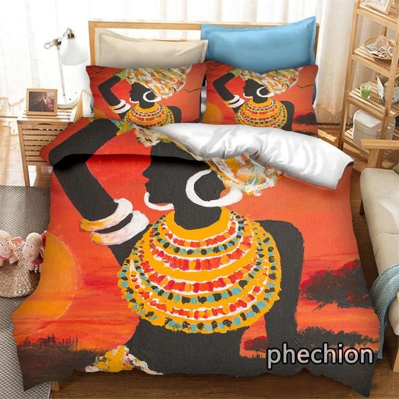 phechion Africa Beauty Art 3D Print Bedding Set Duvet Covers Pillowcases One Piece Comforter Sets Bedclothes Bed K327 |