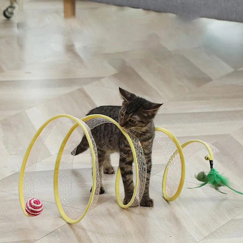 

Интерактивная игрушка S-образной формы, складной туннель для кошек, маленькие трубки для животных, мягкая и прочная стальная проволока для щенков, кроликов
