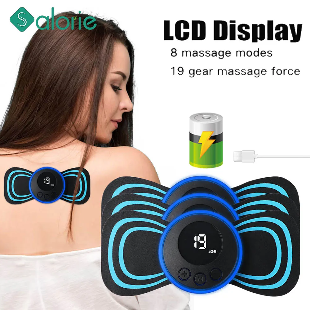 

LCD Display EMS Neck Stretcher Electric Massager 8 Mode TENS Cervical Massage Patch Pulse Muscle Stimulator Portable Relief Pain