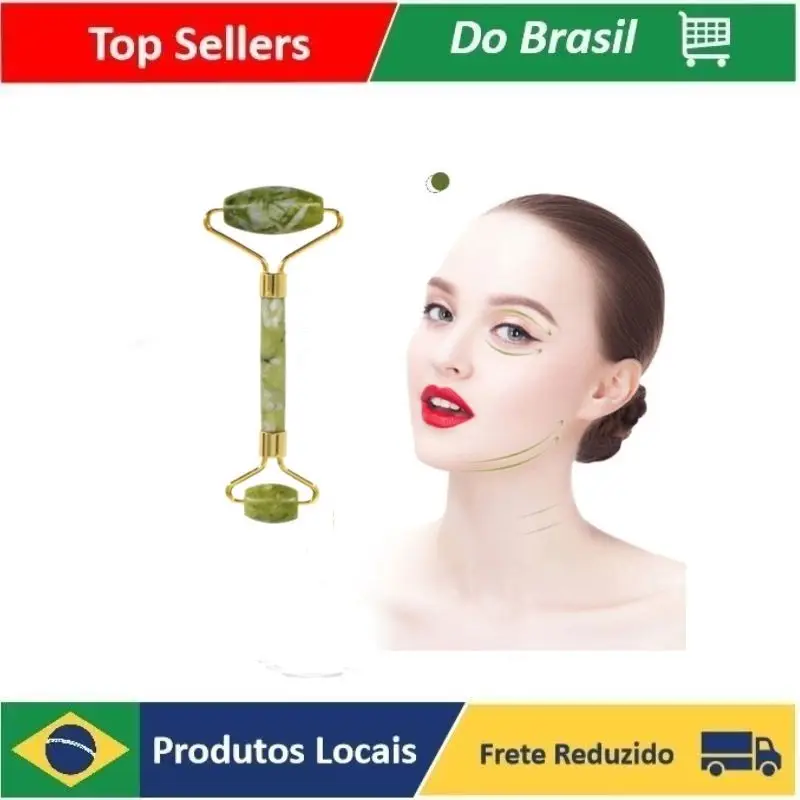 

Rolinho Pedra De Jade Placa Massagem 14cm /Gua Sha /Massagem /Facial Anti Ruga
