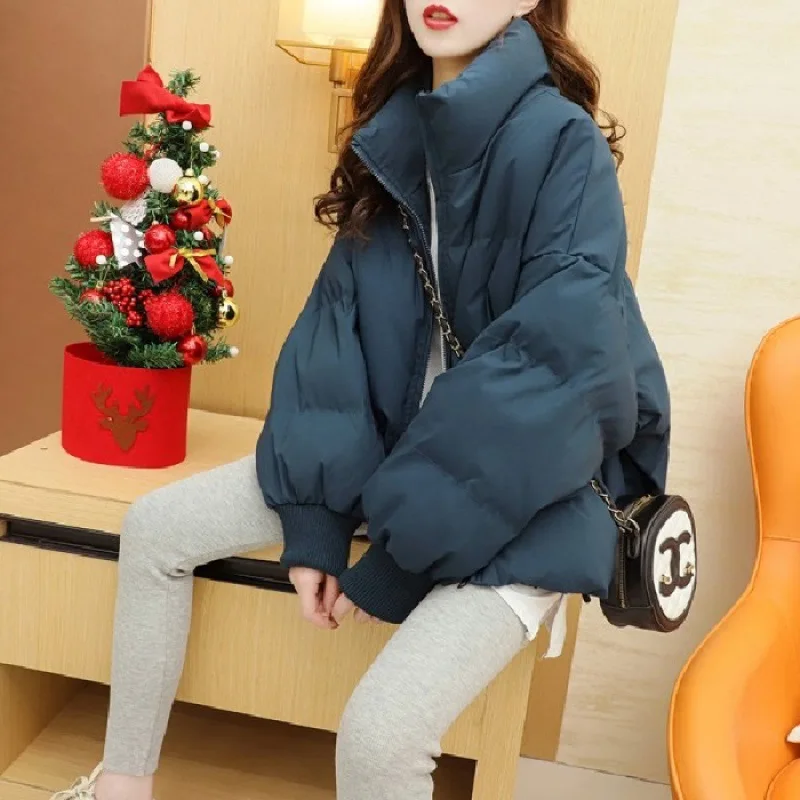 Autumn and winter new women's warm thickened padded cotton coat coat women's loose pocket down jacket fashion padded jacket