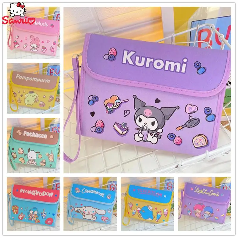 

Anime Figure Sanrio Little Twinstars Kuromi Storage Bag Pochacco Cartoon Kawaii Handbook High Capacity Handbag New Girl Gift