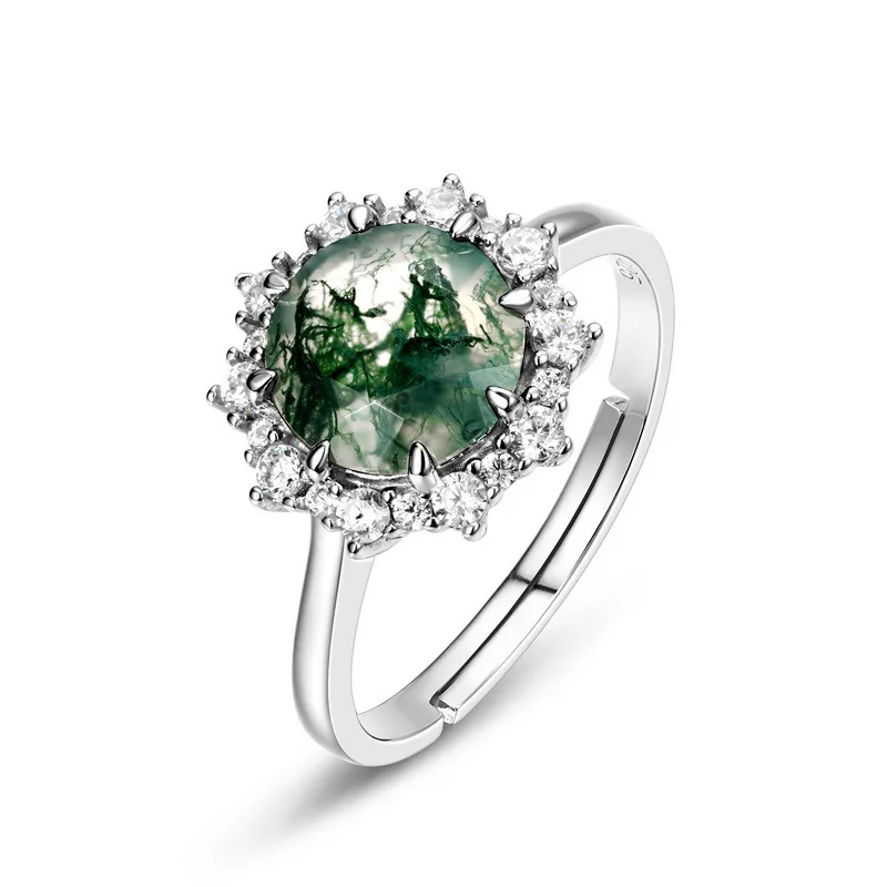 Натуральный драгоценный камень 7x7 мм мох агат кольца с драгоценными камнями