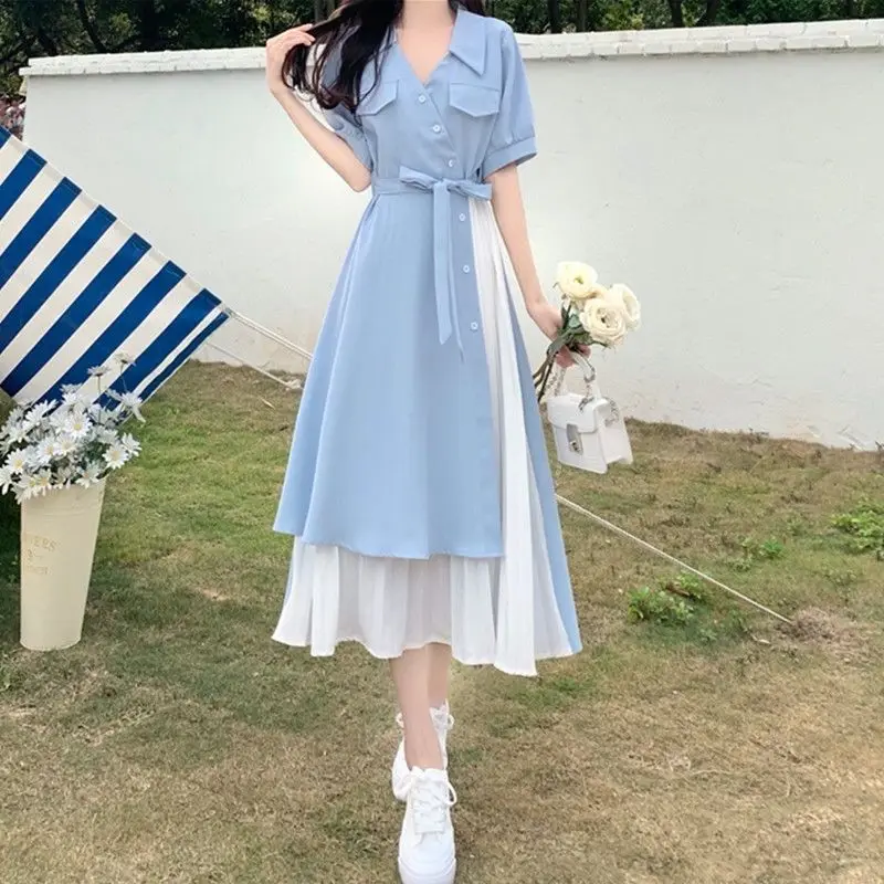 

V-Neck Long Dress Korean Fashion Robe Playa Summer Dresses Women 2023 Casual Urban Trendyol Female Clothing Elegant Gowns Basic