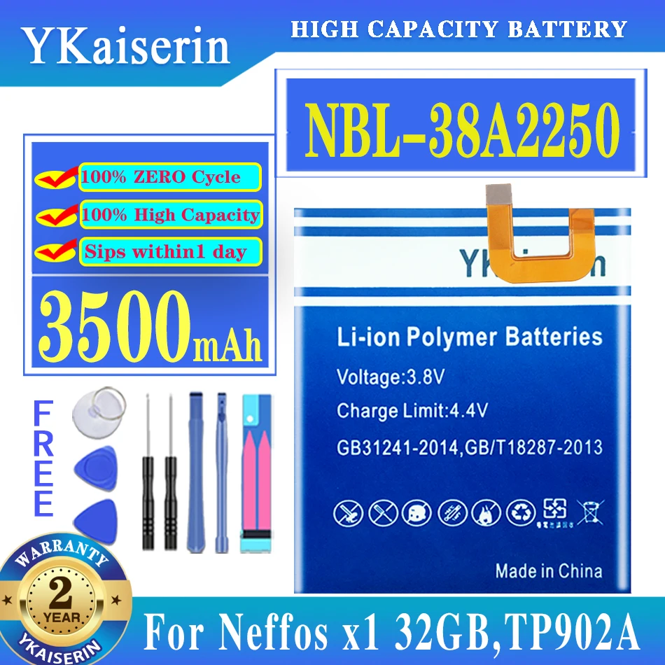 

3500mAh NBL-38A2250 YKaiserin Battery for TP-link Neffos X1 32GB,TP902A High Quality Replacement Batteria + Free Tools