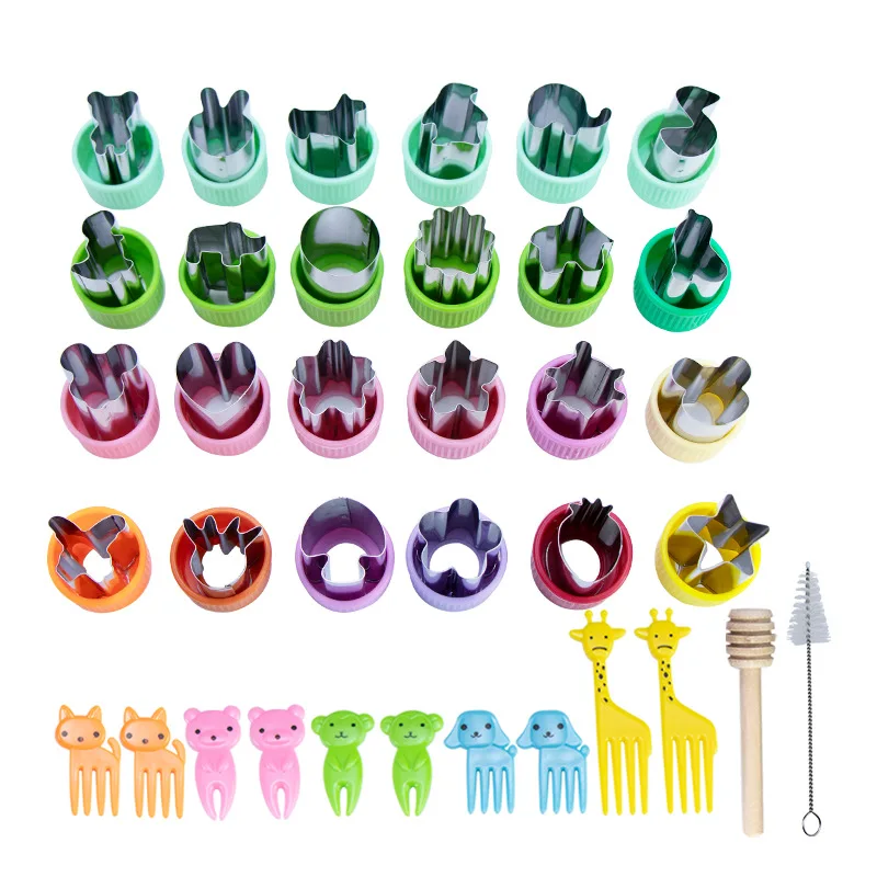 

Мини-резаки для овощей и фруктов, набор форм для детей, милые животные, сделай сам, штампы для печенья, форма с мультяшными вилками для фрукто...