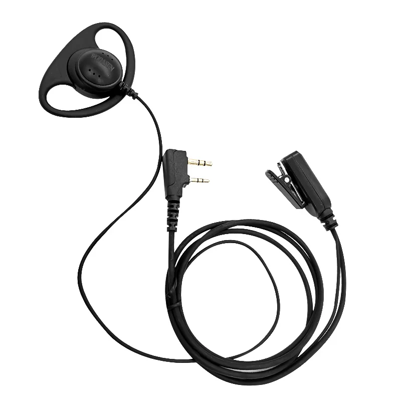 2 Pin D-shape Earpiece Headset MIC PTT Mic Earpiece Earphone for Baofeng for Kenwood  Ear Hook