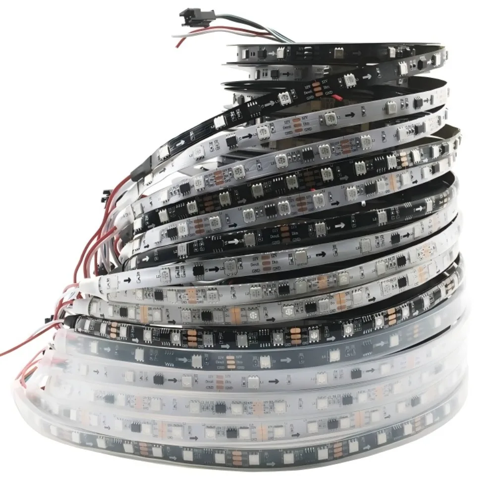 WS2811 Светодиодная лента DC12V 24V 3060 светодиодовм Адресная Smart Smart 5050RGB WS2811 Пиксели Светодиодная лампа IP306567 ЧернаяБелая печатная плата (art.: 3920ceb7277cd) - 3920ceb7277cd