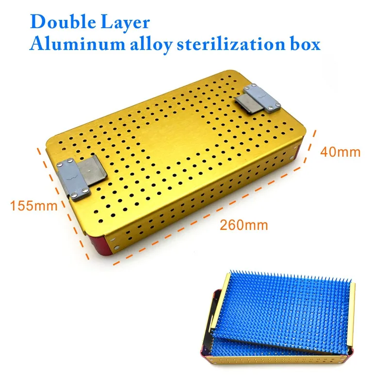 Disinfection Box Sterilization Tray Box Double Layer Surgical Autoclavable Surgery with Silicone Pad Ophthalmic Instruments