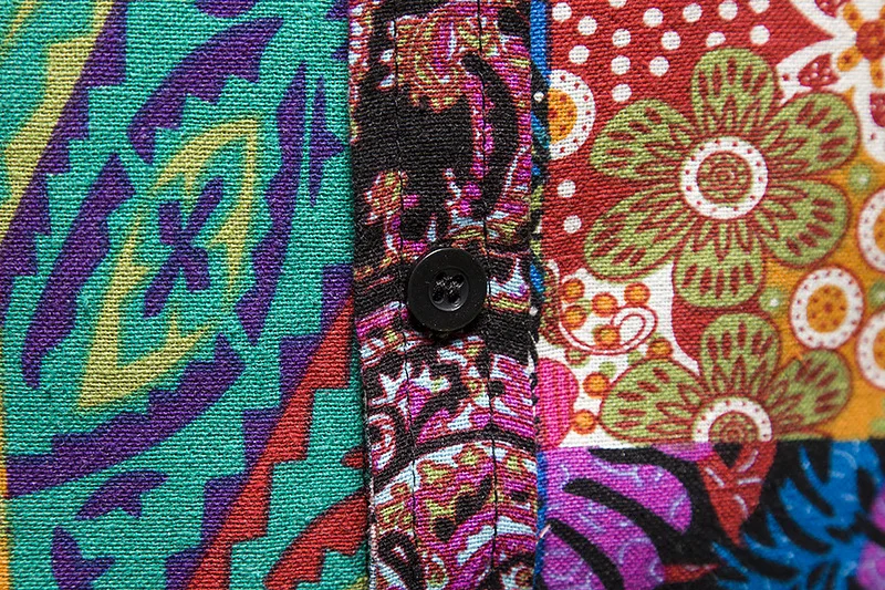 Рубашка мужская в стиле Харадзюку, гавайская хлопково-Льняная пляжная сорочка с короткими рукавами, с винтажным цветочным принтом, лето 2022