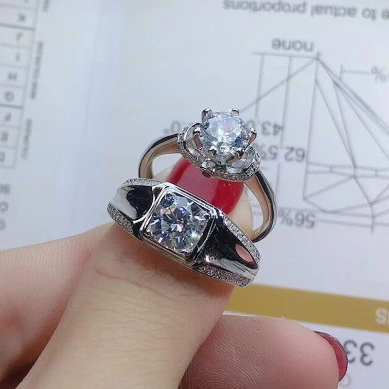 

MeiBaPJ New Arrival 1 Carat D Color Moissanite Diamond Fashion Lovers Ring 925 Sterling Silver Fine Wedding Jewelry