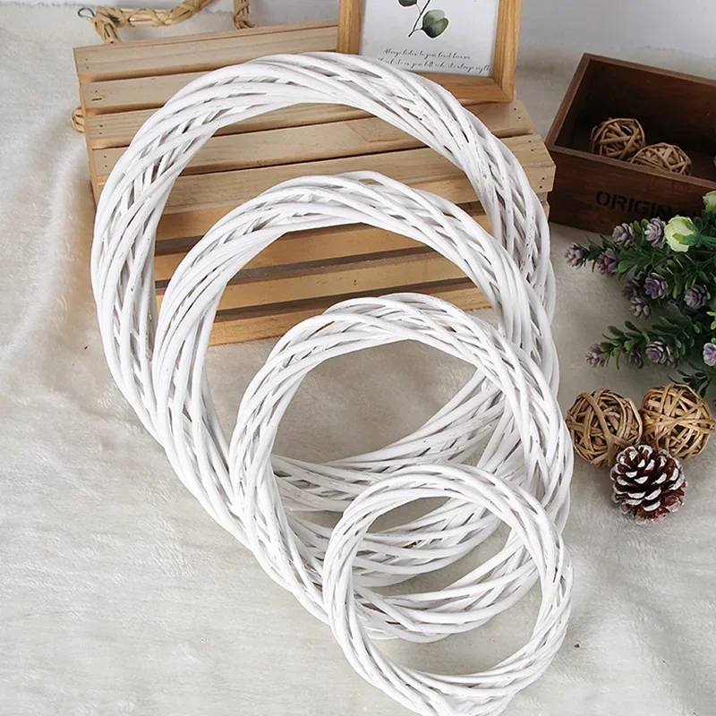 15-30 см белый венок из ротанга кольцо DIY Рождественский Декор искусственный цветок