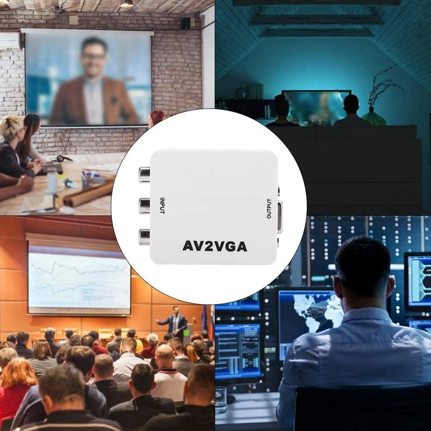 Видеоконвертер Mini HD AV2VGA с преобразователем аудио AV в VGA 3 5 мм для ПК ТВ Компьютер