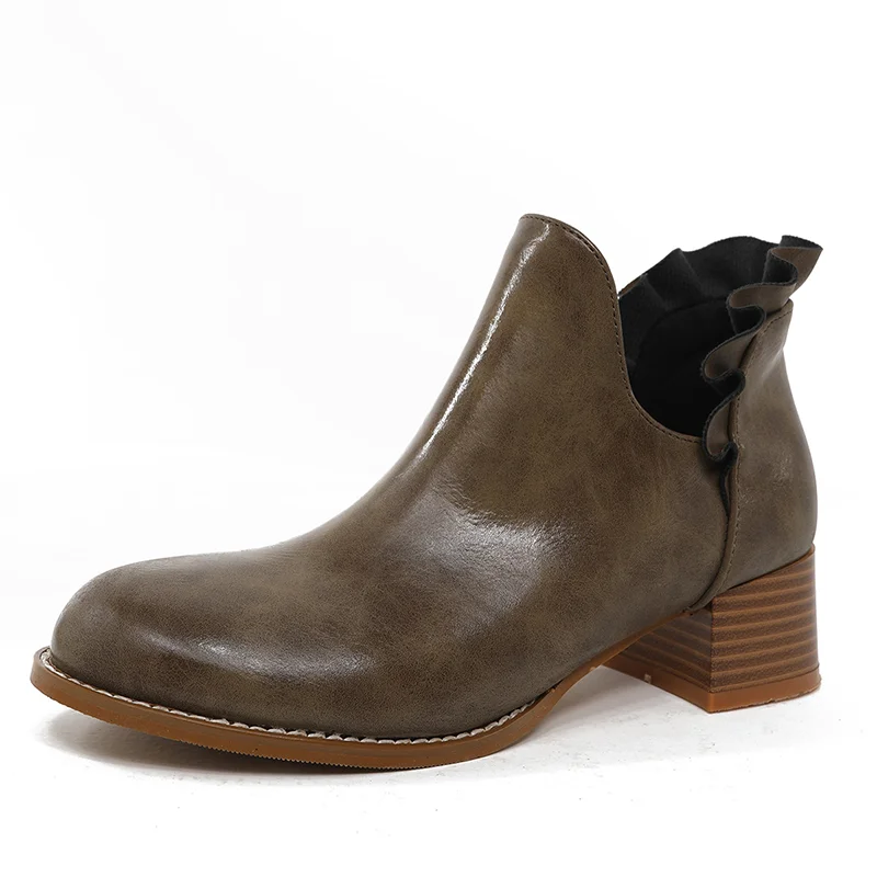 

Новинка Осень-зима 2022 женские короткие ботильоны больших размеров женские Ботинки Martin на толстом каблуке с круглым носком для женщин