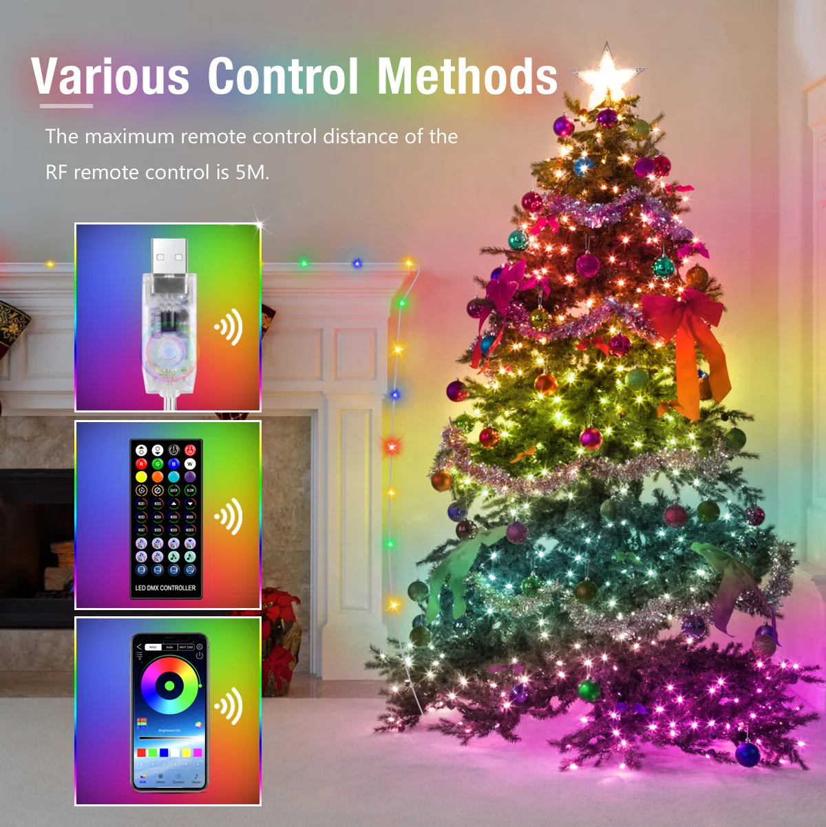 

APP Control Christmas tree Lights Fairy Garland Lamp for Xmas Navidad Home Room Decoration Outdoor 20M Smart LED String Lights