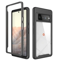 2 in 1 phone case for google pixel 6 pro heavy duty protective shockproof bumper hybrid back clear tpu cover