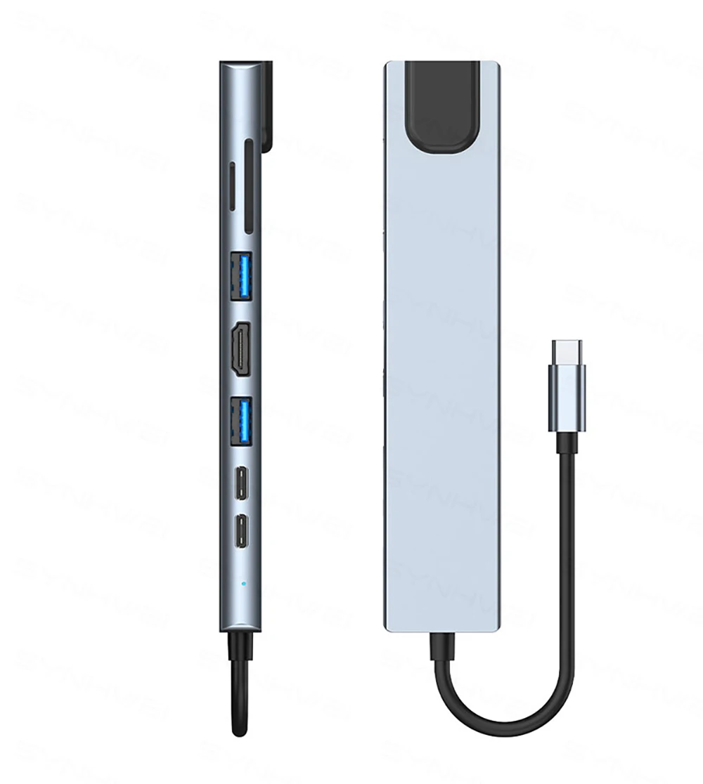 USB-концентратор 9 в 1 с HDMI 4K Ethernet 100 Вт PD Thunderbolt 3 стандартным портом данных USB 0 SD/TF Type C