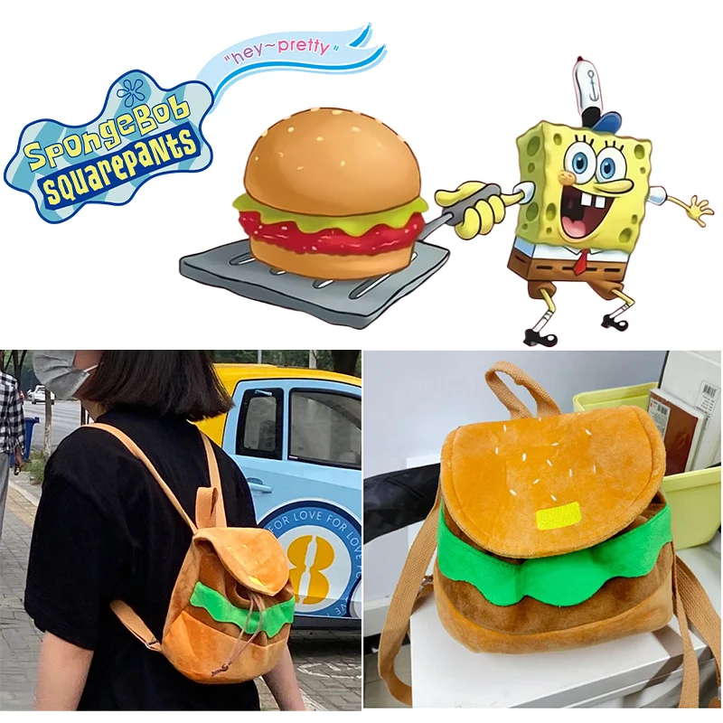 Рюкзак Губка Боб крабби Пти милый плюшевый мультяшный аниме детский сад девочки мальчик малыш смешной гамбургер дорожные школьные сумки