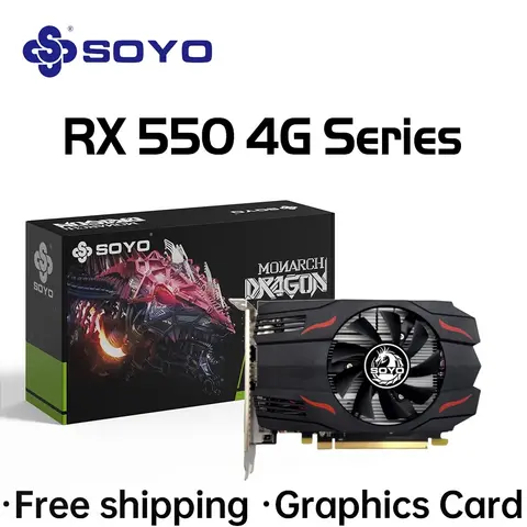 Видеокарта SOYO AMD GPU Radeon RX 550 4G GDDR5 3,0 бит 14 нм компьютерный ПК RX550 PCI-E игровые видеокарты полностью Новые