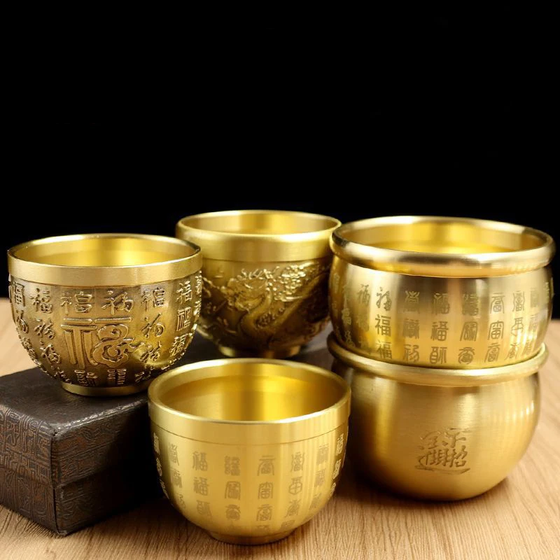 

Feng Shui Treasure Bowl Brass Copper Offering Bowl Small Serving Dessert Bowls Wealth Figurine Attract Wealth and Good Luck