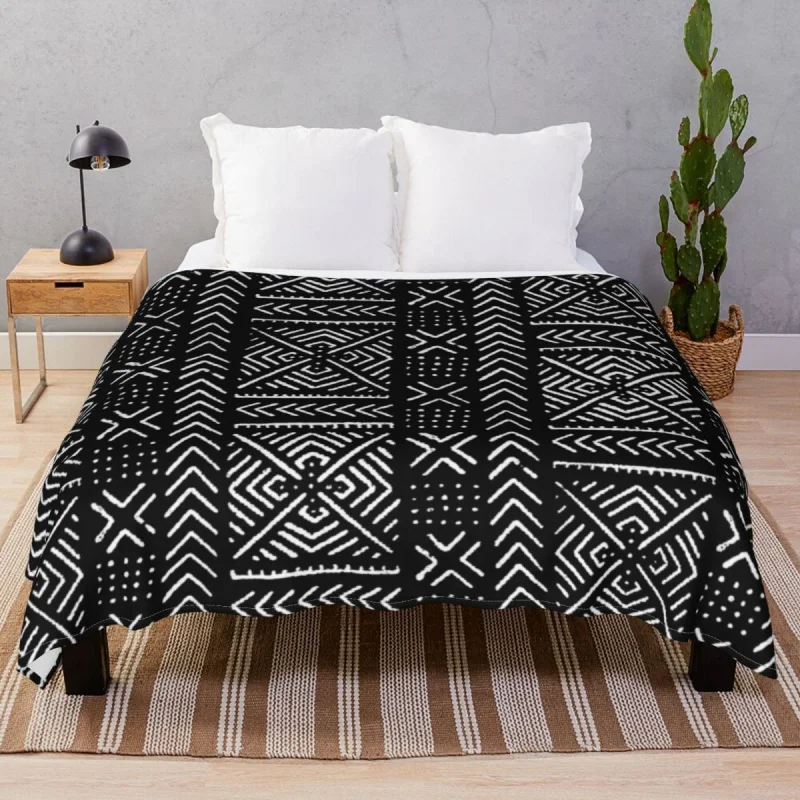 

Line Mud Cloth Black Blanket Fce Plush Decoration Multi-fuion Throw Thick blanket for Bed Home Camp